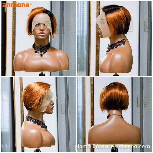 Perruque pixie cut human hair wig for black women,wholesale glueless 13x4 LACE FRONT peruvian bob wig,short HAIR pixie curls wig